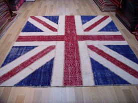 Пушистый ковер винтажный ручной работы Британский флаг Vintage Flag Patchwork 22229