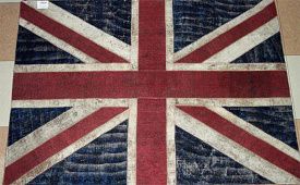Ковер синий из шерсти винтажный ручной работы Британский флаг Vintage Flag Patchwork 22201