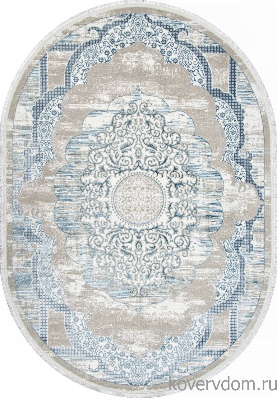 Ковер ALFANI Q018A BLUE FDY / CREAM SHRINK Овал Ковер ALFANI Q018A BLUE FDY / CREAM SHRINK Овал
